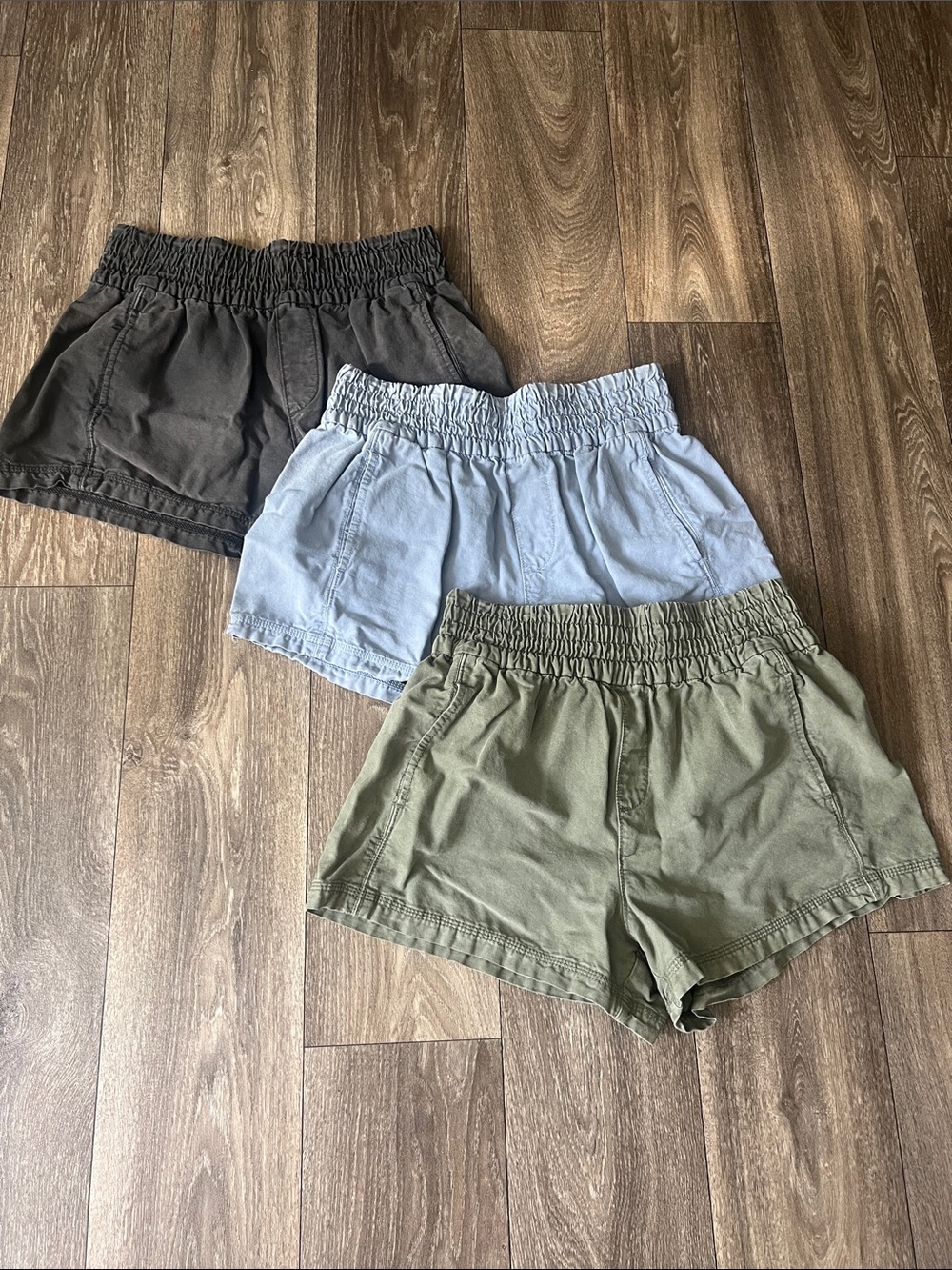 Aerie Elastic-Waist Casual Shorts - Black, Light Blue, Olive